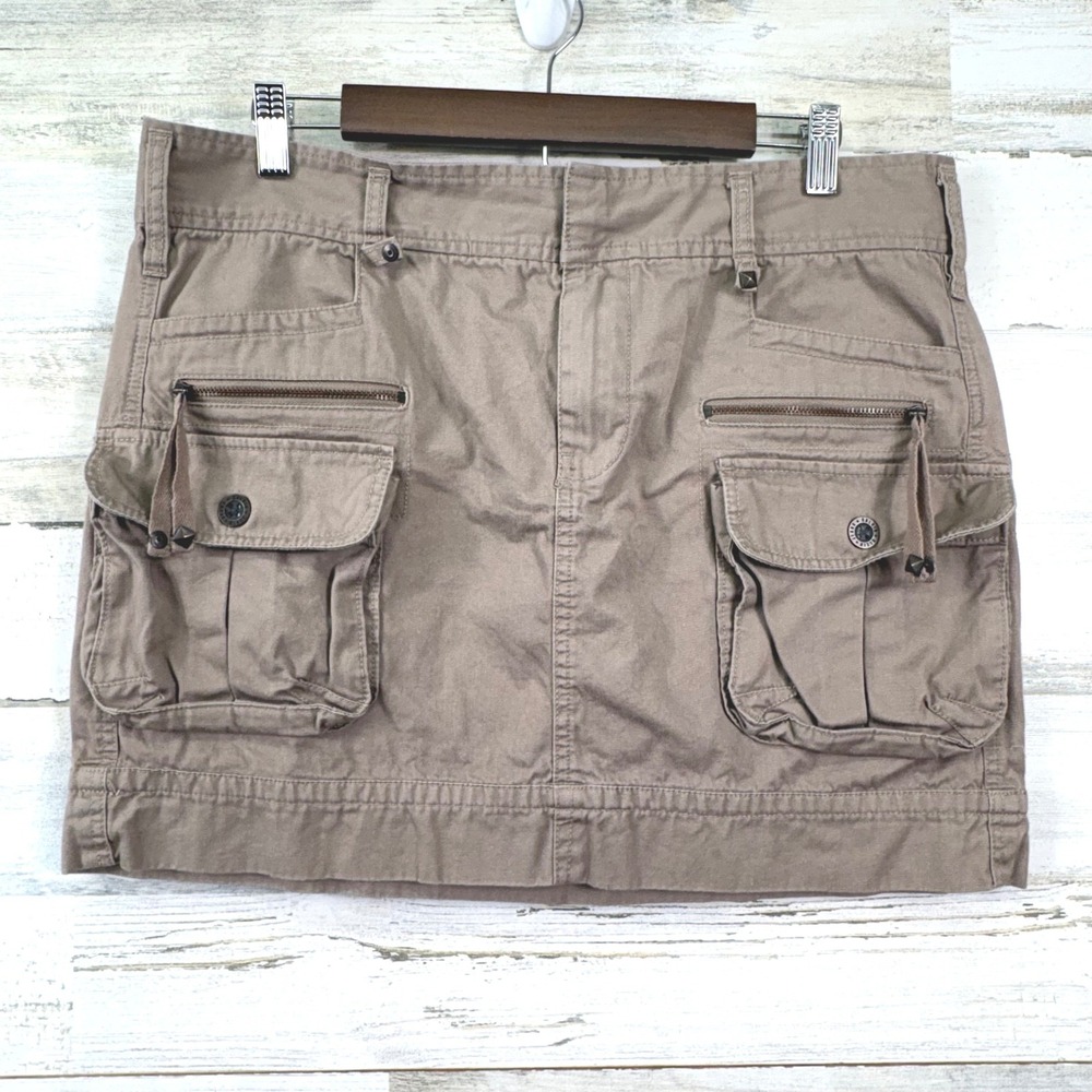 Calvin Klein Jeans Cargo Skirt Womens 12 Brown Mini Utility Y2K Grunge Indie